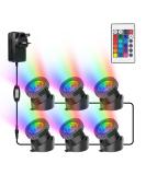 Pond Lights Mains Powered NATPOW Underwater Spot Lights RGB Aquarium Lights with Remote Control IP68 Multicoloured Submersible for Aquarium Garden Yard Pool Fountain Pond (6-in-1) Rgb-set of 6 - Buy Online on GoSupps.com