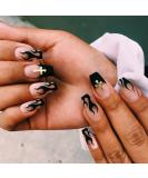 Luvadeyo 24 PCs Short Press on Nails | Black Flame Square Matte Fake Nails | Full Cover Acrylic & Glue-On Party Nails - Buy Online on GoSupps.com