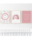Pompom Prints Set of 3 Girls Bedroom Rainbow Nursery Decor | Scandi Boho Style Playroom Prints | A4 Size | Frames Not Included - Buy Online on GoSupps.com