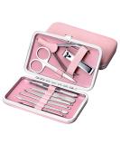 Jiuke Professional 9-Piece Stainless Steel Nail Care Manicure Set for Women - Nail Clippers, File, Grooming Kit in Pink Travel Case - Buy Online on GoSupps.com