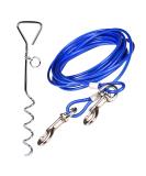 16ft(5M) Dog Tie Out Cable with 18" Spiral Ground Stake Spike - Out for Outdoor Yard and Camping - Small to Medium Dogs (16ft(5M) cable 18" stake Blue) 5M Blue - Buy Online on GoSupps.com