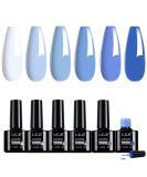 LKE Gel Nail Polish Set - 6 Summer Colors Light Baby Blue & White Soak Off UV/LED Nail Kit for DIY & Salon Manicure Pedicure - Perfect Gift for Nail Art Lovers - Buy Online on GoSupps.com