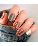 Shop BABALAL Fall Press on Nails - Medium Square Brown Leaf Glossy Acrylic Nails | 24PCS Glue-on Manicure for Women & Girls - Buy Online on GoSupps.com