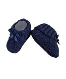 Royal Icon Soft Knitted Baby Booties with Bow - Navy Blue | 0-3 Months - Buy Online on GoSupps.com
