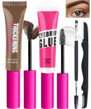 Waterproof Tinted Brow Gel Kit - Brunctte Thickening Eyebrow Mascara & Clear Setting Glue | Long Lasting Eyebrow Filler Brow Lift & Sculpt in Light Medium Dark Brown - Set 06 - Buy Online on GoSupps.com
