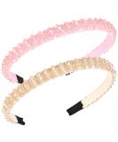 Jaciya Rhinestone Headband for Women - Sparkly Crystal Beaded Fashion Hair Accessory in Pink/Champagne - Buy Online on GoSupps.com
