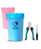 Tierr Pfotenreiniger for Dogs | Dirt Removal & Thorough Cleaning | Soft Brush & Dishwasher Safe | Size M + Claw Scissors - Blue - Buy Online on GoSupps.com