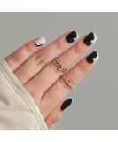 24pcs Short False Nails Black White Stick on Press on Removable Glue-on Fake Nails Nail Art Accessories - Buy Online on GoSupps.com
