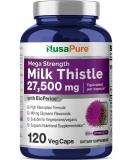 NusaPure Milk Thistle Extract 12500mg 200 Veggie Capsules (Vegetarian Organic Milk Thistle  50:1  Non-GMO  Gluten Free) Max Strength - Standardized 80% Silymarin - Buy Online on GoSupps.com