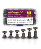 90 Sets Black Chicago Screw Leather Assorted Kit - 6 Sizes for DIY Leather Craft and Bookbinding | M5 X 4 5 6 8 10 12 | Gun Black Rivets - Buy Online on GoSupps.com