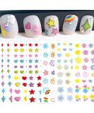 Star Flower Heart Nail Stickers - Self Adhesive Colorful Decals for DIY Nail Art - Women and Girls Nail Decor (6 Sheets) - Buy Online on GoSupps.com