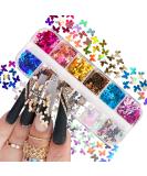 12 Colors Butterfly Nail Art Glitter Sequins | 3D Holographic Decals for Acrylic Nails | Manicure Paillettes & Ultrathin Glitters | Nail Art Supplies for Women - Buy Online on GoSupps.com