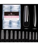 UNA GELLA Extra Long Coffin Nails Tips - 216pcs XXL Full Cover Press On Nails for Nail Extension DIY - Clear False Acrylic Nails with Case - Buy Online on GoSupps.com