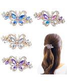 Women's Butterfly Crystal Rhinestone Hair Clips - Multicolor 4 PCS Pack - Buy Online on GoSupps.com