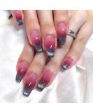 Justotry 24 PCS Black Coffin Nails | Burgundy French Press Glossy Artificial Nails for Women | Nail Art & Design 11 Red & Black - Buy Online on GoSupps.com