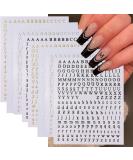 Shop 3D Metallic Gold & Silver Letters Nail Art Stickers - Self-Adhesive Alphabet Decals for DIY Manicure - 8 Sheets for Women & Girls - Buy Online on GoSupps.com