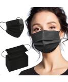 Face Mask 100PCS Adult Black Disposable Masks 3-Layer Filter Protection Breathable Dust Masks with Elastic Ear Loop for Men Women Adult - Black 100pcs - Buy Online on GoSupps.com