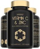 Vitamin C and Zinc Tablets - 1000mg VIT C Enhanced with Zinc Iron Copper High Strength - 120 Easy to Swallow Capsules - Vegan Immune System Complex Vitamin C Supplement with Superior Absorption - Buy Online on GoSupps.com