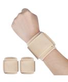 Yasdyri Elastic Adjustable Carpal Tunnel Wrist Support - 2 Pieces for Left & Right Wrist - Ideal for Sports Fitness Arthritis & Tendonitis - Beige - Buy Online on GoSupps.com