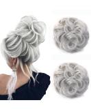 JJstar 2PCS Messy Bun Hair Pieces in Silver Grey - High Heat Resistant Synthetic Fiber Scrunchies for Women and Girls - Buy Online on GoSupps.com