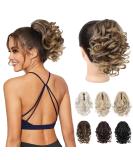 Reecho 23cm Ponytail Hair Extension - Short Curly Wavy Clip Hairpiece in Dark Ash Blonde with Golden Ends - Buy Online on GoSupps.com