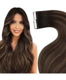LAAVOO Real Hair Tape Extensions - Brown Ombre Skin Weft 50cm 20 Pcs Invisible Tapes Dark Brown to Light Brown Balayage 50g #2/8/2 - Buy Online on GoSupps.com