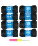 8Pcs Brazilian Yarn Wool for Hair Crochet Braid Twist | Black Color Black03 - Buy Online on GoSupps.com