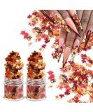 Holographic Fall Maple Leaf Glitter Sequins for Nail Art - Red, Yellow, Orange 3D Metallic Design - Buy Online on GoSupps.com