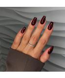 Dark Red Press On Nails - Medium Short Square & Ballerina Coffin Shape | 24 PCS Glossy Acrylic Fake Nails | Xcreando Spring Summer Collection - Buy Online on GoSupps.com
