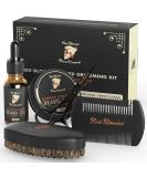 Red-Blooded Beard Grooming Kit for Men - Complete Set with Beard Oil, Balm, Brush, Comb & Scissors - Cologne Scented with Jojoba & Macadamia Oils - Buy Online on GoSupps.com