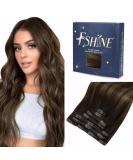 FSHINE 40cm Clip-in Hair Extensions - 100% Real Human Hair Dark Brown to Chestnut Brown Balayage 120g 7Pcs Remy Hair - Perfect for Christmas & Everyday Style - Buy Online on GoSupps.com