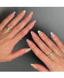 Buy MISUD Short Round Press On Nails - Colorful French Tip Acrylics | 24 Pcs Glossy Summer Artificial Nails - International Shipping Available - Buy Online on GoSupps.com