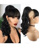 LEOSA 16 Inch Body Wave Bang Ponytail Extension - Heat Resistant Clip in Hairpiece for Women - Buy Online on GoSupps.com