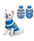 Lyneun Small Dog Jumper Striped Dog Sweater Warm Knitted Sweater Coat Soft Puppy Jumper Dog Winter Clothes Cute Warm Dog Pullover for Small Dog and Cat (Large Blue) Large Blue - Buy Online on GoSupps.com