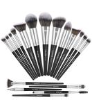 18-Piece Professional Makeup Brush Set - Premium Synthetic Foundation Blending Face Powder Blush & Eyebrow Tools - Silver - Buy Online on GoSupps.com