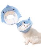 Adjustable Hubin Fleece Cat Collar - Post-Surgery Protective Halskrause for Cats Kittens & Puppies (Blue Shark M: 2.5-5kg) - Buy Online on GoSupps.com