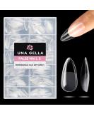 UNA GELLA Medium Almond Gel Nail Tips - 312pcs Half Matte Clear Fake Nails | DIY Art & Salon-Quality Extensions | 12 Sizes C-Almond - Buy Online on GoSupps.com