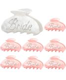 Bride Claw Clip Set - 8 Pcs Acrylic Rhinestone Hair Clips for Bachelorette Party Decorations and Wedding Gift - Buy Online on GoSupps.com
