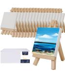 Zingarts Mini Canvases with Easel Set - Pack of 18, 3x3 Inches Canvas Boards and 18 Mini Easels - Professional Art Supplies for Acrylic Pouring and Oil Painting - Buy Online on GoSupps.com