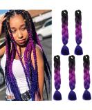 SEGO 5 Packs Crochet Braid Extensions - Kanekalon Hair in 3 Tones (Black Dark Pink Dark Blue) - 24 Length - Buy Online on GoSupps.com