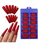 AddFavor XXL Extra Long Press on Nails Coffin Matte Fake Nails Full Cover Acrylic False Nails 12 Sizes 120pcs Red Nail Tips for Women Fingernails Manicure Design - Buy Online on GoSupps.com