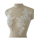Mirror Pair Corded Lace Applique Embroidery Flower Leaf Ivory Lace Motif Wedding Dress DIY Accessories Lace Decoration - Buy Online on GoSupps.com