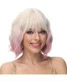 Parxitn Short Bob Wig with Ponytail - Natural Ombre Valentine Rosa Synthetic Hair | Colorful Curly Wigs for Daily Party Halloween & Cosplay - Buy Online on GoSupps.com