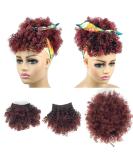 Afro Puff Drawstring Ponytail with Bangs Pineapple Updo Hair for Black Women Short Kinky Curly Ponytail Bun with 2 Bangs(#1B/BUG) 1 ponytail+ 2 bangs T1B/BUG - Buy Online on GoSupps.com