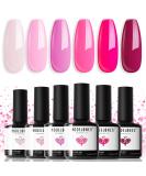 Modelones Gel Nail Polish Set - 6 Pink Shades for Romantic Nail Art | Hot Pink Tones | Spring Sakura Neon Light | Soak Off | Manicure Kit for Women Girls | Mothers Day Gift - Buy Online on GoSupps.com