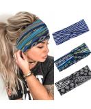 Zoestar Boho Headscarf Set - Stylish Striped Twisted Bandeau Hair Wraps for Women & Girls (3 Pieces) | Vintage Hair Accessories - Buy Online on GoSupps.com
