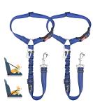 Buy Slowton 2-in-1 Dog Car Seat Belt | Adjustable & Reflective Headrest Retention | Universal Buckle | G.Hellblau - 2PCS - Buy Online on GoSupps.com