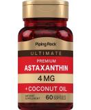 Piping Rock Astaxanthin 4mg | 60 Softgels | Non-GMO Gluten-Free Algae Extract with Coconut Oil | Best International Shipping - Buy Online on GoSupps.com