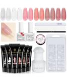 Saviland Poly Gel Nail Kit: 6 Colors with Nail Lamp, Tools & Slip Solution - DIY Manicure Starter Kit for Valentines Day - A-6 Colors Poly Nail Gel Kit Set 01 - Buy Online on GoSupps.com