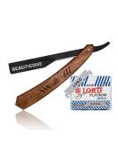 BEAUTICONE Straight Razor with 100 Single Edge Blades | Professional Barber Razor for Men - Rose Wooden Slide-out Design - Buy Online on GoSupps.com